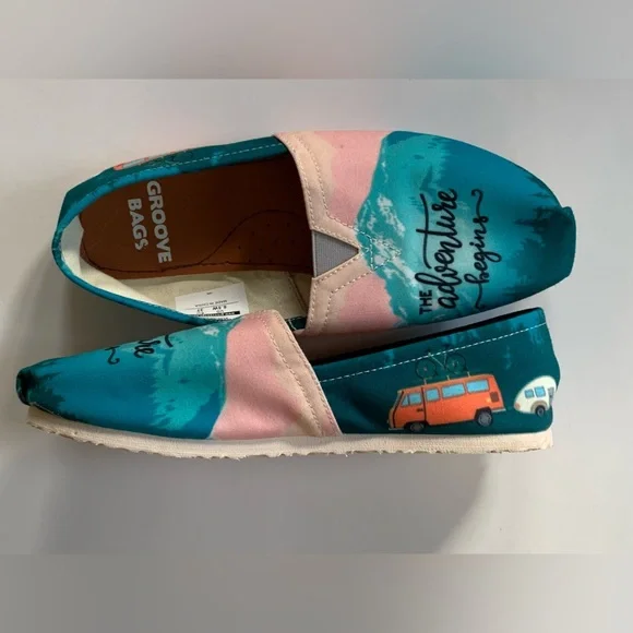 Groove Bags Custom Kicks ~ The Adventure Begin Flats ~ Size 6.5 ~ Camping - Picture 11 of 16